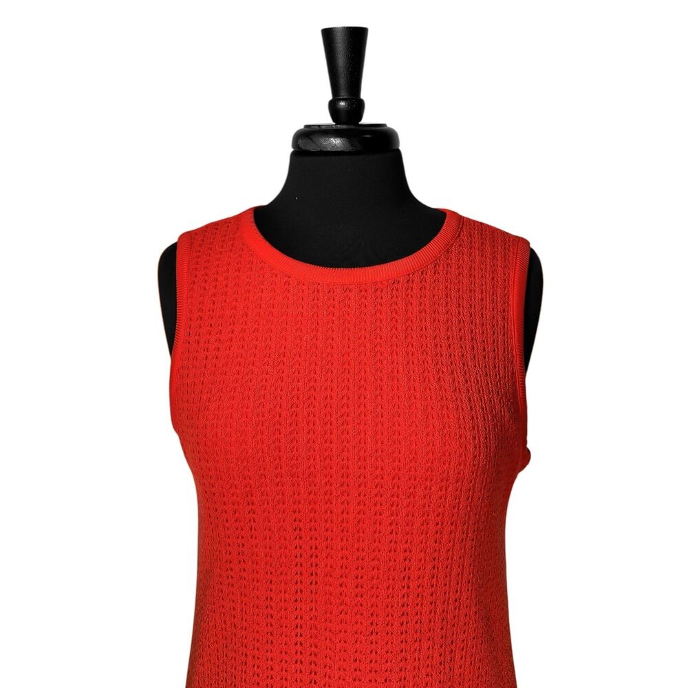 J Crew Orange Crochet Shift Dress Women's M NWT Sleeveless Crew Neck Lined Mini - Picture 6 of 10